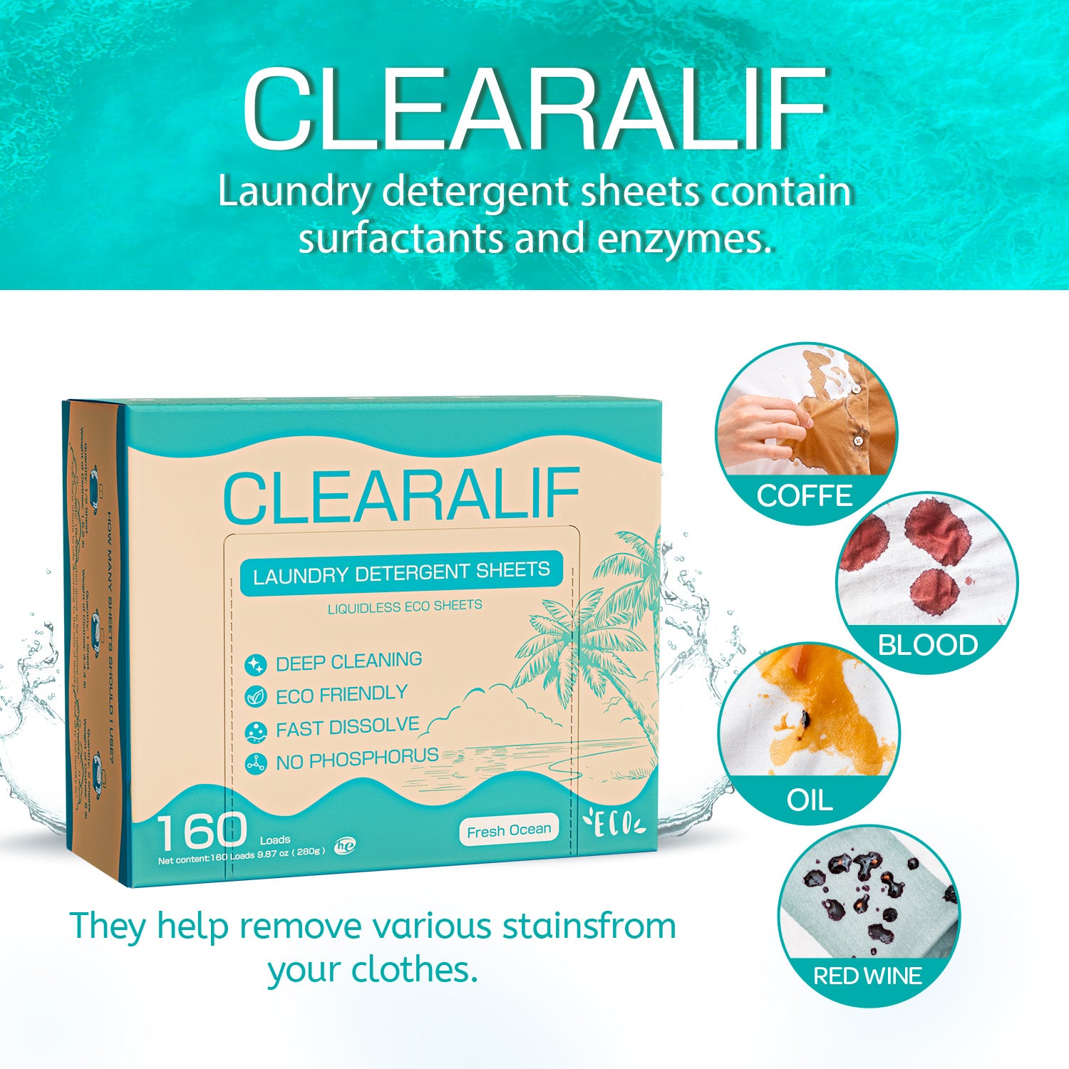 Clearalif Ocean Breeze Laundry Detergent Sheets