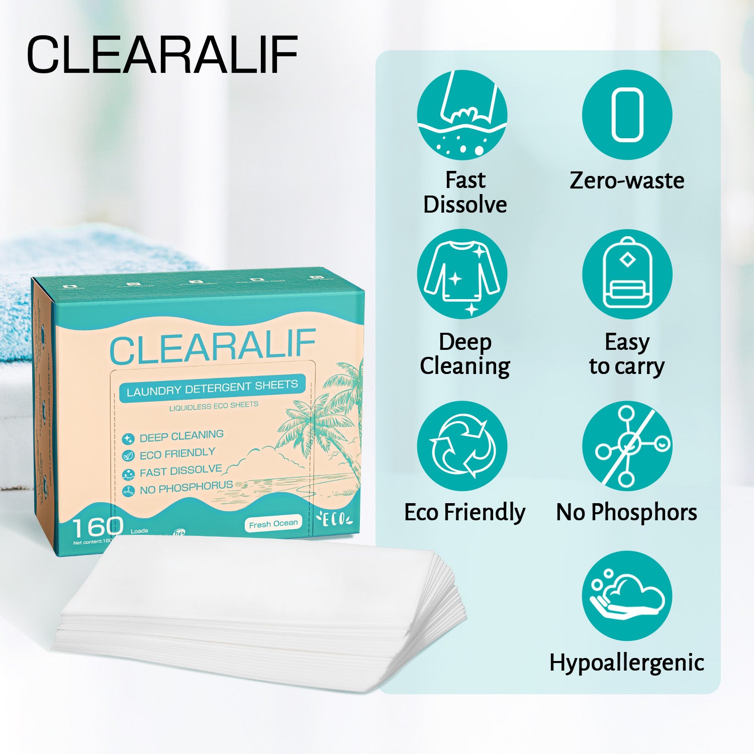 Clearalif Ocean Breeze Laundry Detergent Sheets