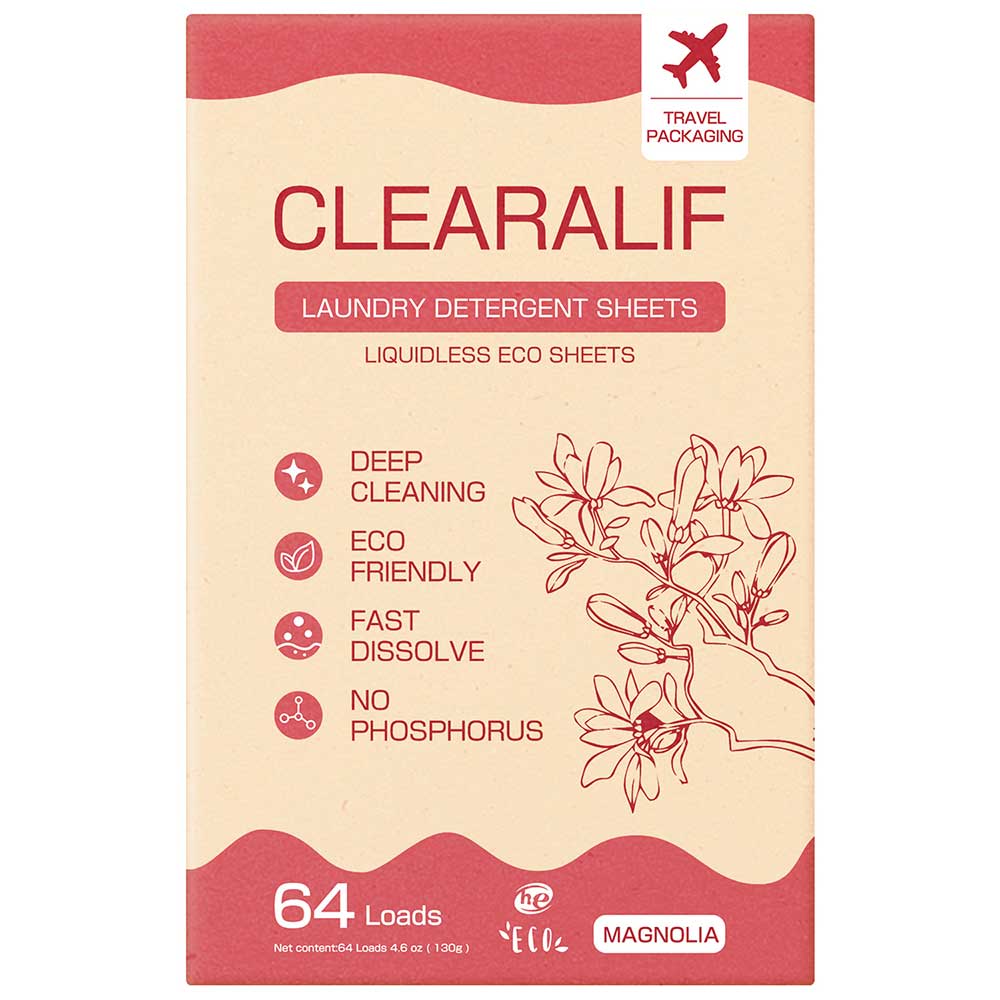 CLEARALIF Hojas de detergente para ropa 64 cargas, Magnolia