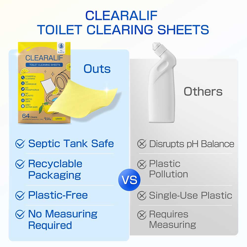 CLEARALIF Toilet Cleaners Sheets, 64 Strips,Lemon Scent